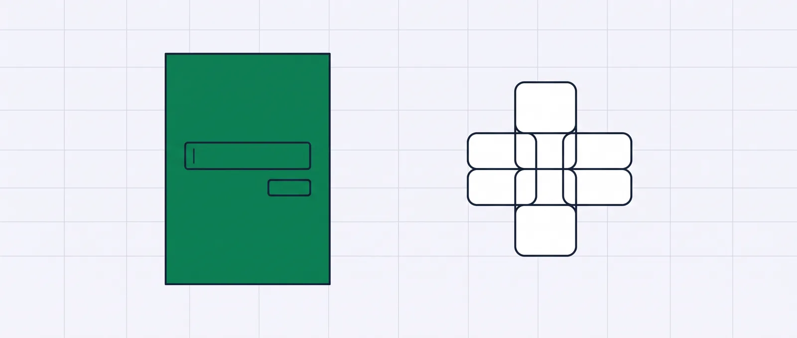 A single page card on the left set against a cluster of six connected modules on the right, contrasting one landing-page tool with a whole suite.