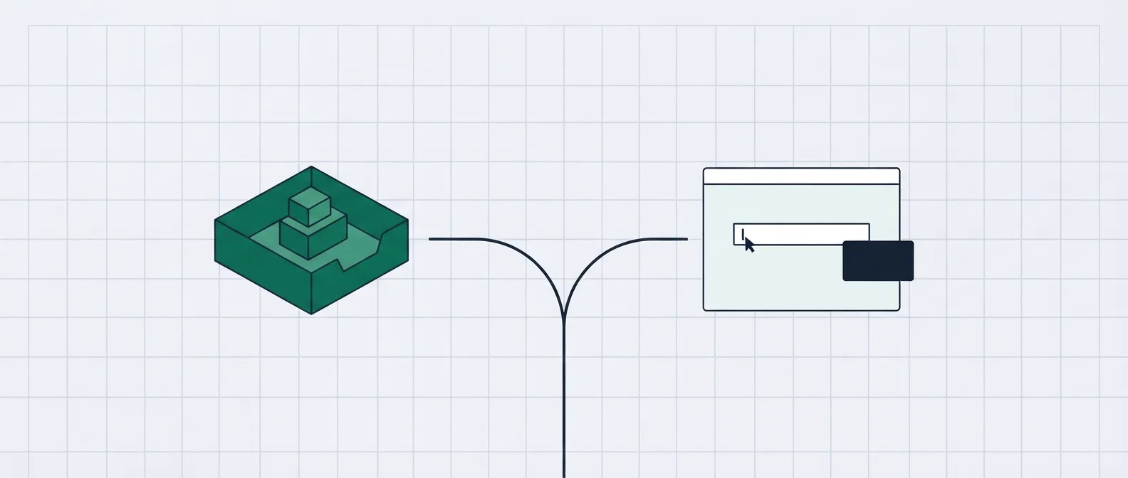 A split path showing a checkout basket on one side and a landing-page form on the other