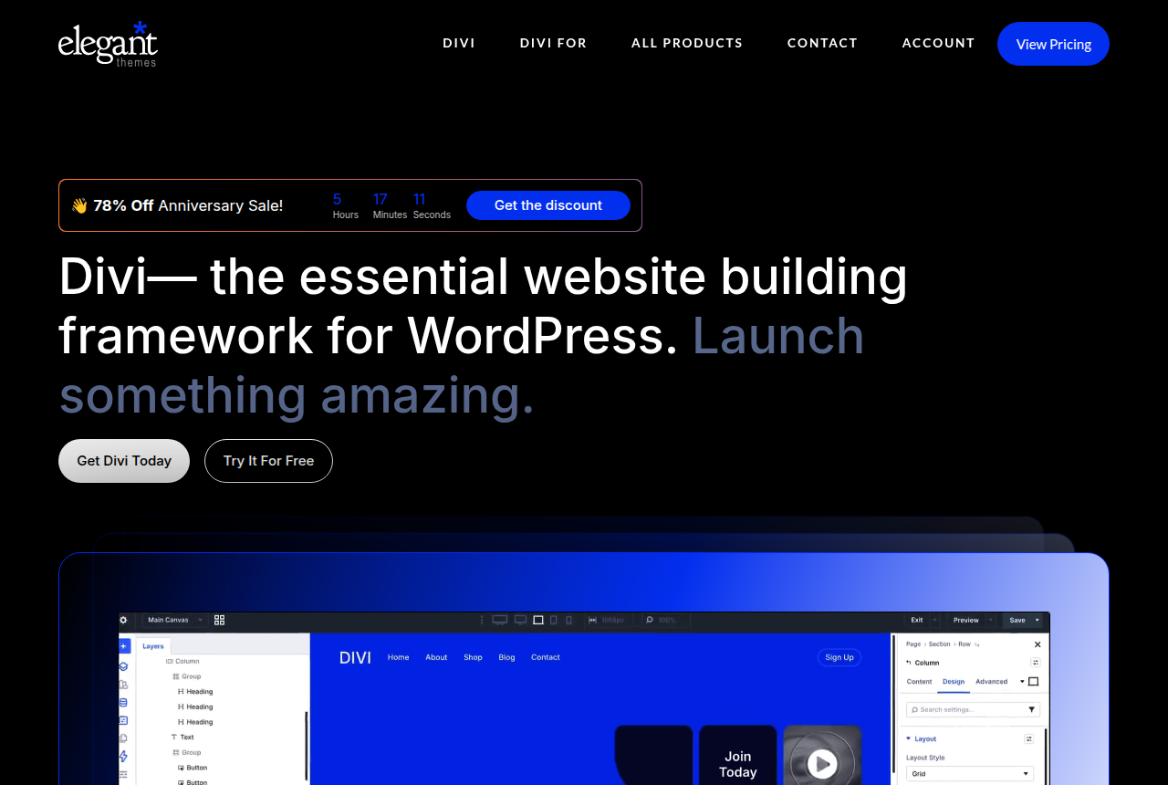 The Divi home page, the tool these alternatives replace