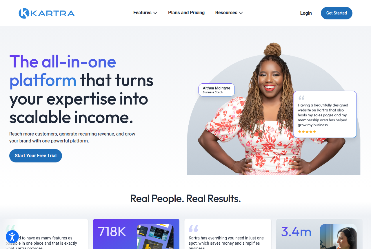 The Kartra home page, the tool these alternatives replace