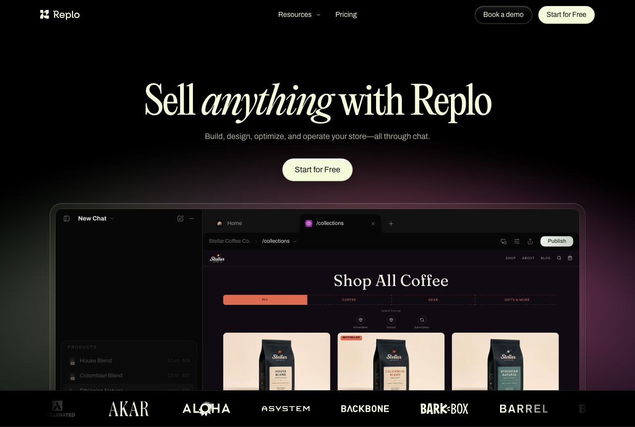 The  home page, captured from the vendor's own site