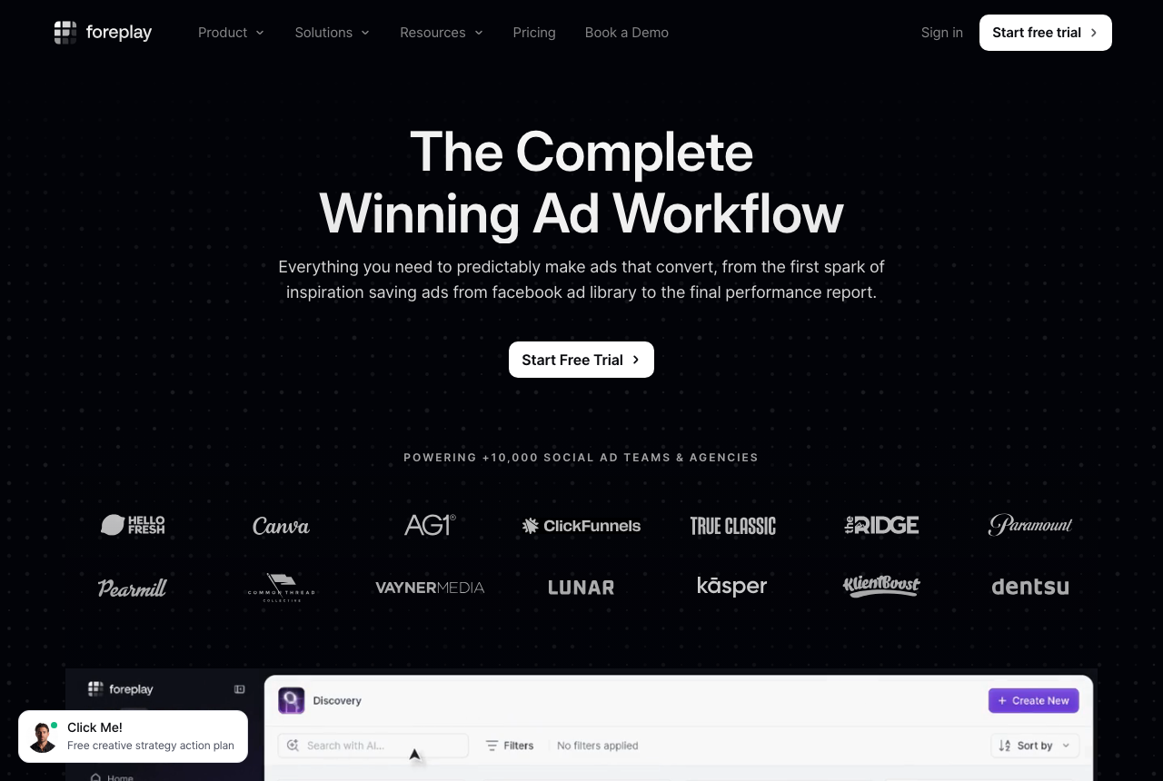The Foreplay home page, captured from the vendor's own site