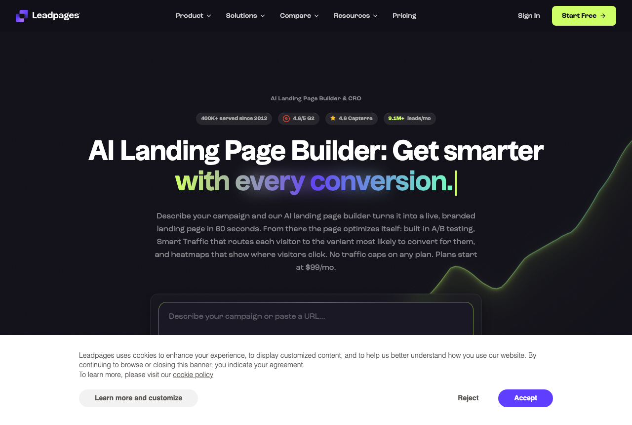 Leadpages, captured from the vendor's own site