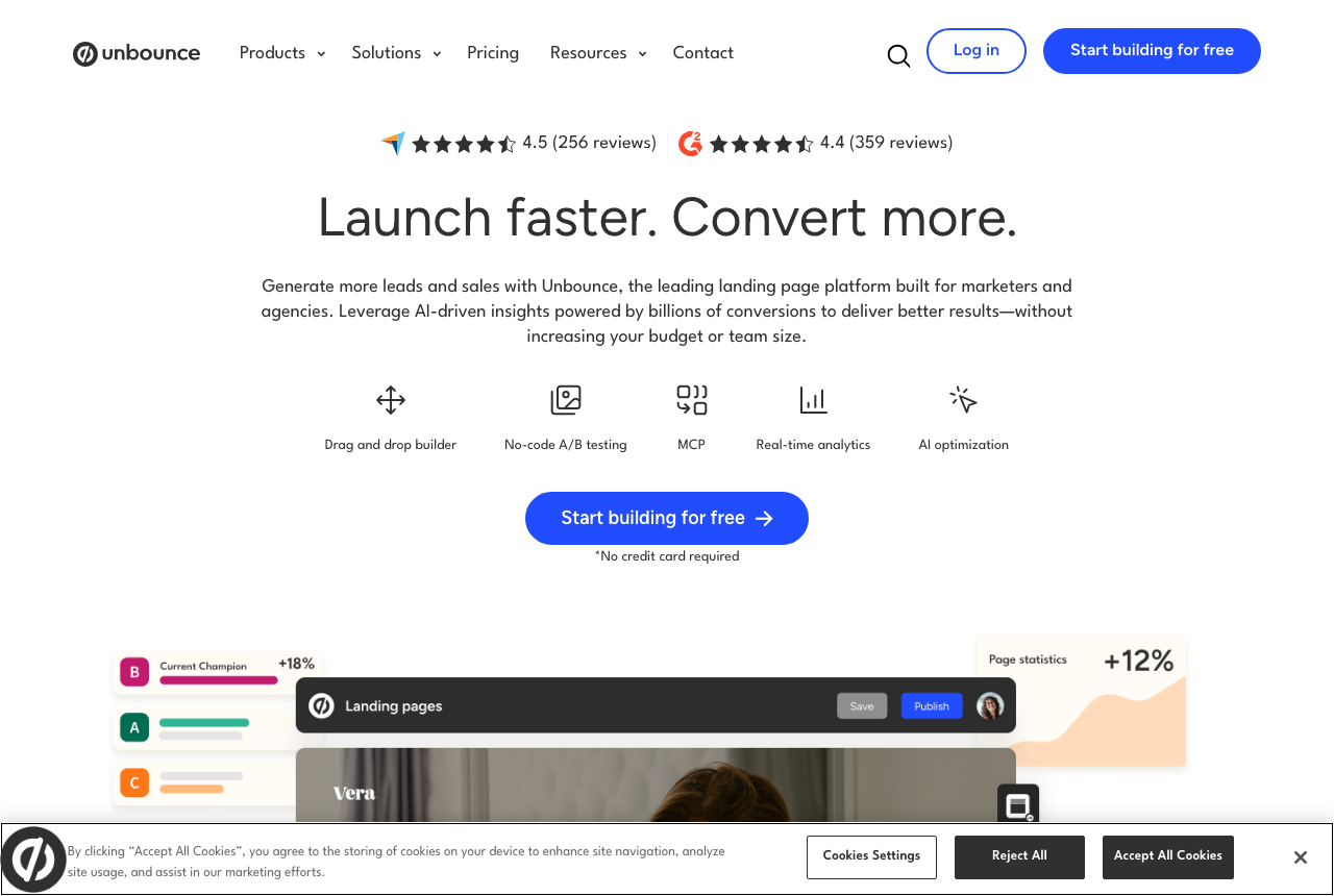 Unbounce, captured from the vendor's own site